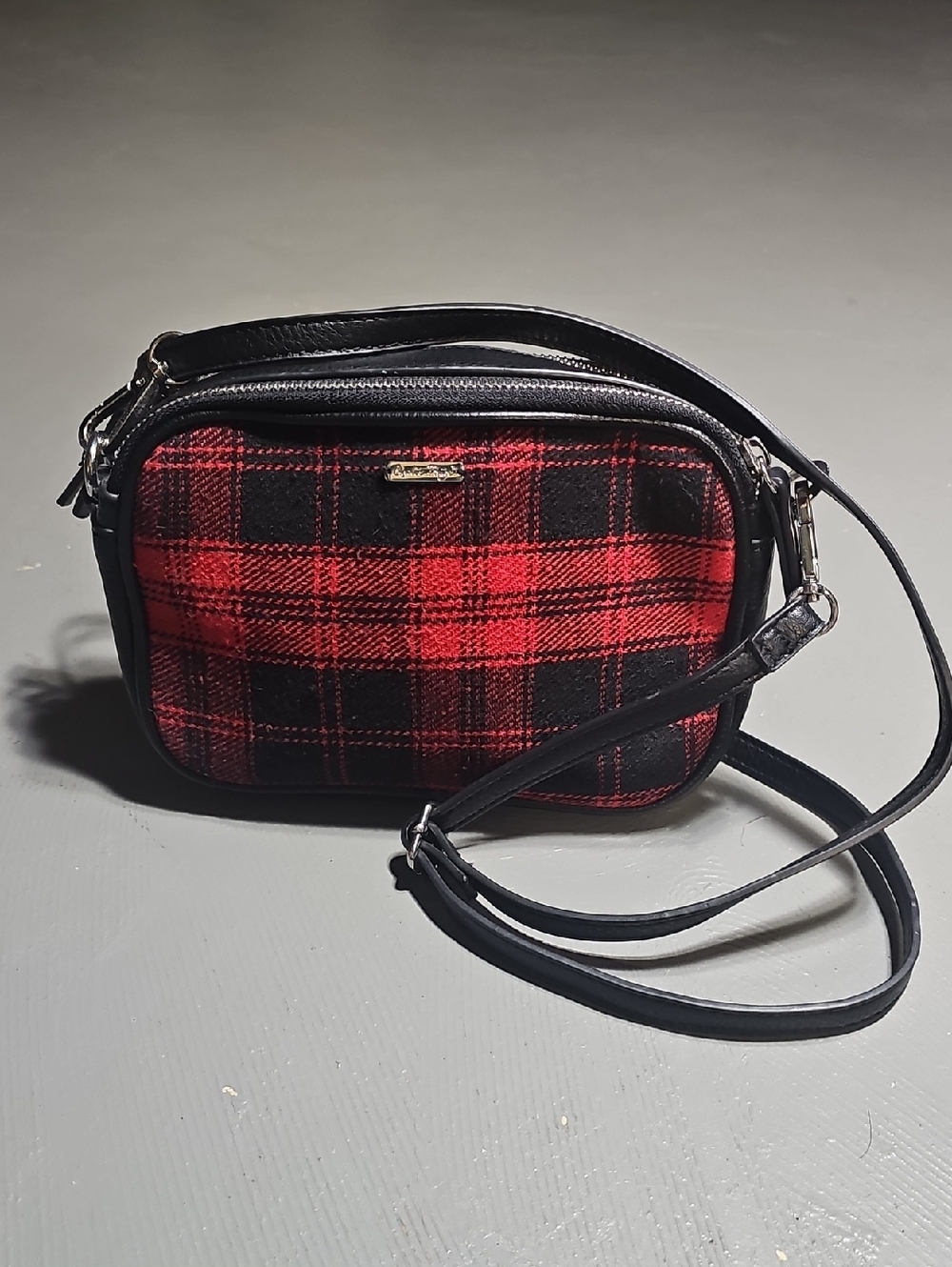 Charlie Paige Plaid Tartan Red & Black Crossbody Shoulder Bag